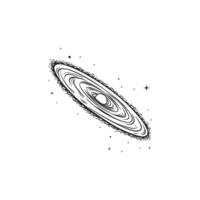 A drawing of a planet with a ring around it vector
