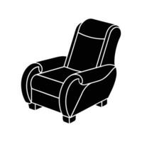 A black and white illustration of a recliner vector
