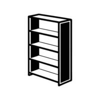 A black and white illustration of a bookcase vector