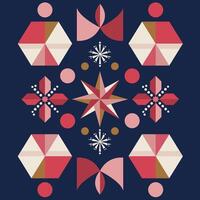 A geometric pattern with red, pink and gold colors vector