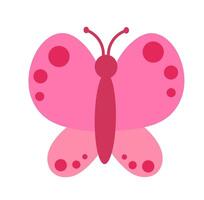 Pink Butterfly with abstract ornament design wings. Insect element. illustration isolated on white background. vector