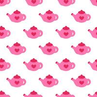 Seamless Pattern with pink teapot. Valentine day. flat illustration. vector
