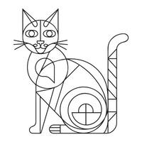 kitten character coloring book isolated, vector