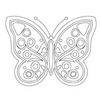 Cartoon Contour Black and White Isolated Object Patterned Butterfly for Coloring Book. Colorless Hand Drawing Illustration for Universal Application. vector
