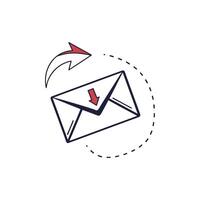An email envelope with an arrow coming out of it vector