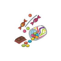 Candy and candies in a can with a candy bar vector