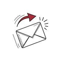 An email envelope with an arrow pointing to it vector
