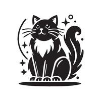 Black cat halloween. Pictogram isolated on a white background. vector