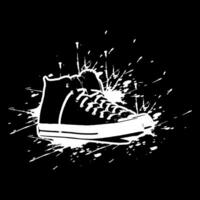 Grunge Sneakers Shoes Image And Illustration on Black Background vector
