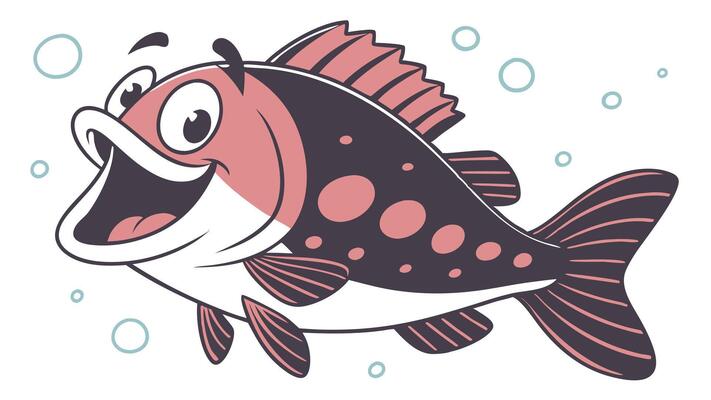 A cartoon fish with a big smile