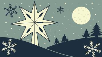 Glowing star. Merry christmas and happy new year concept vector