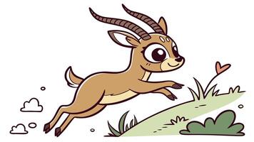 A cartoon deer running on a hill vector