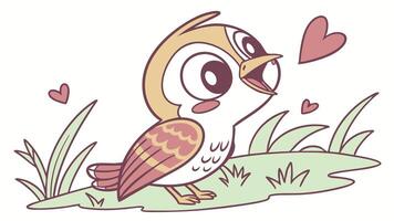 An owl with a heart on its head vector