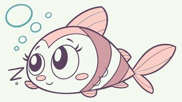 A cartoon fish with big eyes and a bubble around it vector