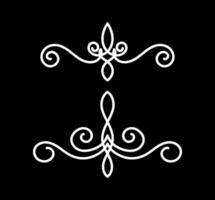 Set two collection of retro ornaments on white and black colour vector