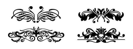 four ornaments collection in vintage style on black colour vector