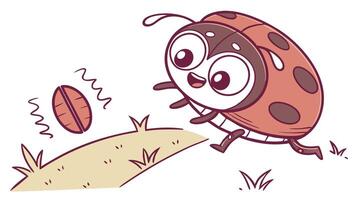 A ladybug is running and catching a ball vector