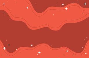 Abstract Red Xmas Background With Wavy Lines and Sparkling Stars, Wide Design vector