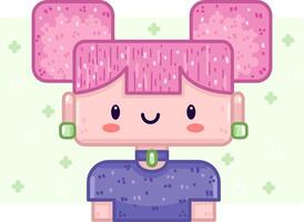 Kawaii girl with pig tale and pink hair vector