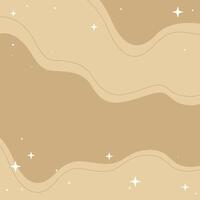 Abstract Beige Background With Wavy Lines and Sparkling Stars, Square Design. Perfect for design projects requiring a calming, minimalist aesthetic. vector