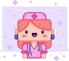 Kawaii smiling nurse vector
