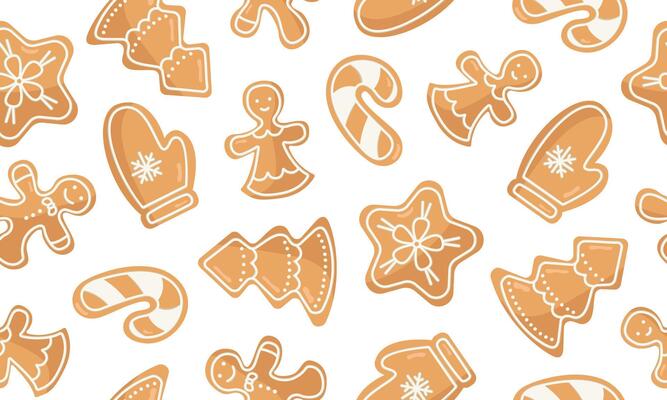 seamless pattern with gingerbread. New Year and Christmas sweet treats. Cookies image for wallpaper, packaging and banners.