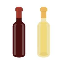 set of bottles with alcoholic drink. Logo of red and white wine isolated on white background vector