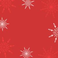 winter background with different snowflakes. New Year and Christmas greeting card in red. vector