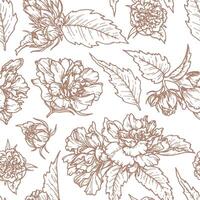 Floral seamless pattern in the 2025 color of the year Mocha Mousse. Hand drawn background with outline flower and brown tone. Perfect for creating trendy graphic resource and stylish designs. vector