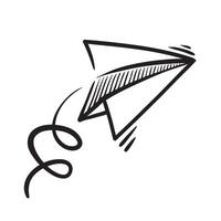 Doodle sketch style of paper plane icon illustration for concept design. Doodle style vector