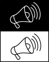 A megaphone and a microphone icon on a black and white background vector