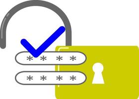A lock with a check mark on it vector