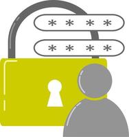 A person is looking at a padlock with a key inside vector
