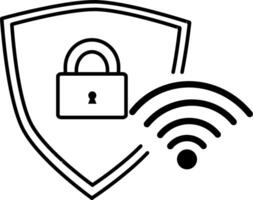 A wifi icon and a lock on a shield vector