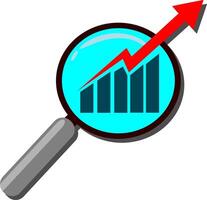 Magnifying glass with graph and arrow vector