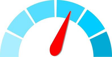 A speedometer with a red arrow pointing to the left vector