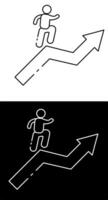 A man is walking up an arrow and a man is walking down it vector
