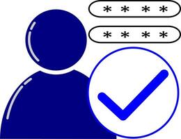 A blue person with a check mark and a circle vector