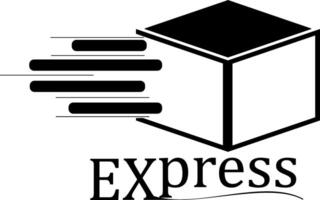 The express logo with a box and a moving arrow vector