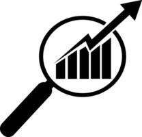 A magnifying glass with a graph on it vector