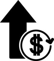 A dollar sign and an arrow pointing upward vector