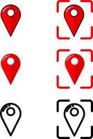 A set of four red and black location markers vector