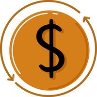 Dollar sign icon in circle with arrows vector
