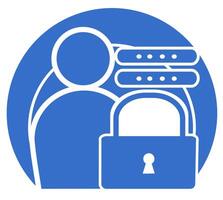 A blue circle with a lock and a person holding a padlock vector