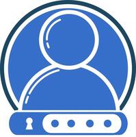 A blue icon with a person in the center vector