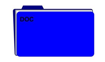 A blue folder with the word doc on it vector