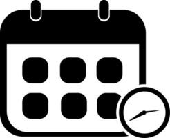Calendar icon with clock and calendar vector