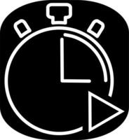 A black and white icon of a stopwatch vector