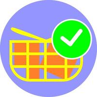A shopping basket with a green tick and a check mark vector