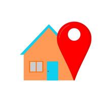A house with a red pin on it vector